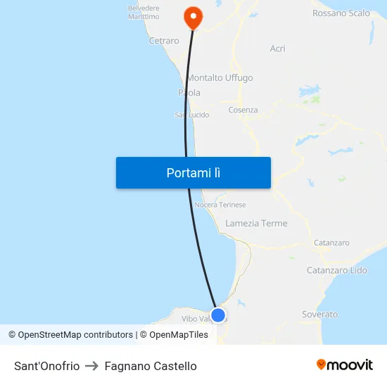 Sant'Onofrio to Fagnano Castello map