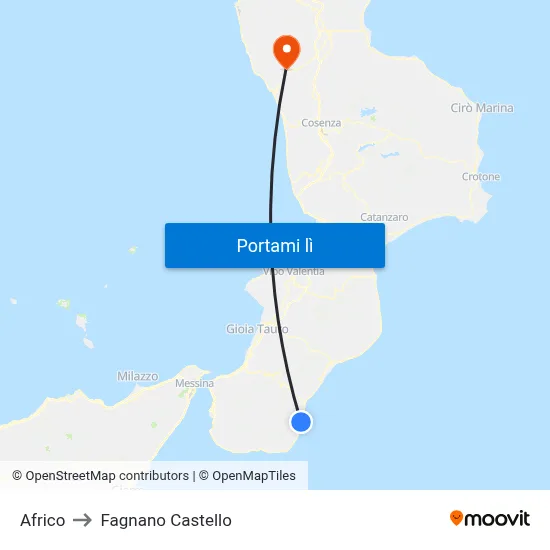 Africo to Fagnano Castello map