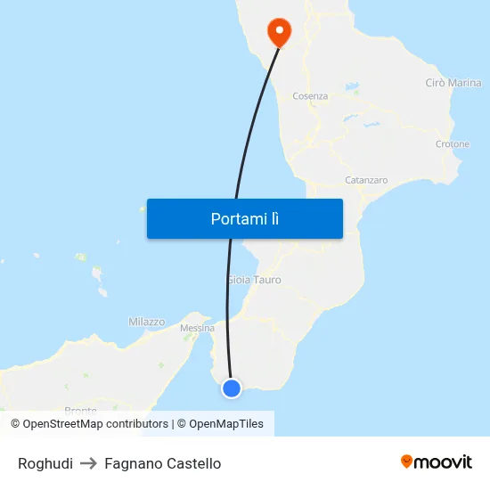 Roghudi to Fagnano Castello map