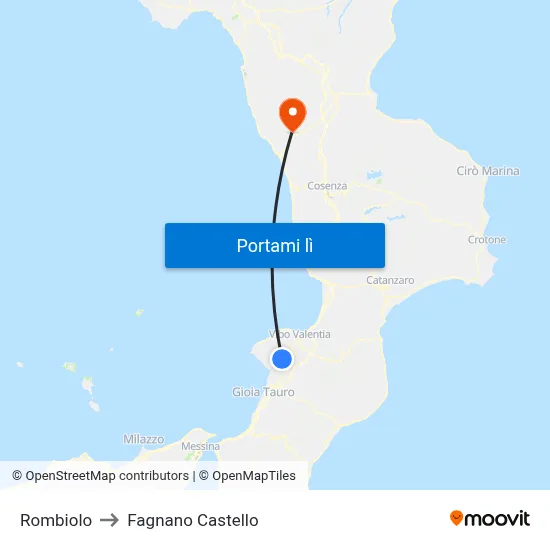 Rombiolo to Fagnano Castello map