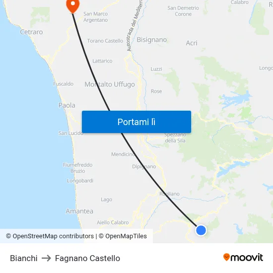 Bianchi to Fagnano Castello map