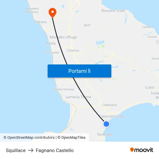Squillace to Fagnano Castello map