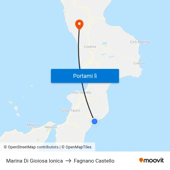 Marina Di Gioiosa Ionica to Fagnano Castello map