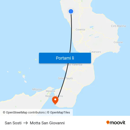 San Sosti to Motta San Giovanni map