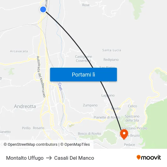 Montalto Uffugo to Casali Del Manco map