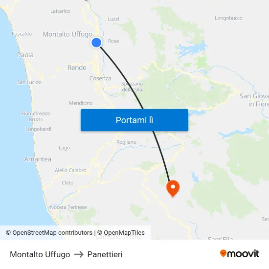 Montalto Uffugo to Panettieri map