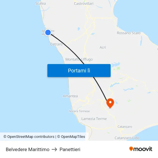 Belvedere Marittimo to Panettieri map