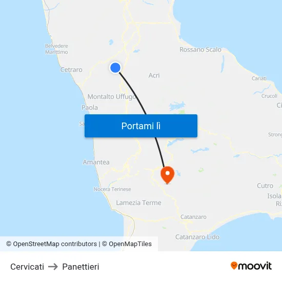 Cervicati to Panettieri map