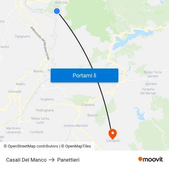 Casali Del Manco to Panettieri map