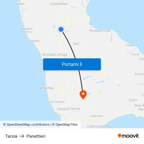 Tarsia to Panettieri map