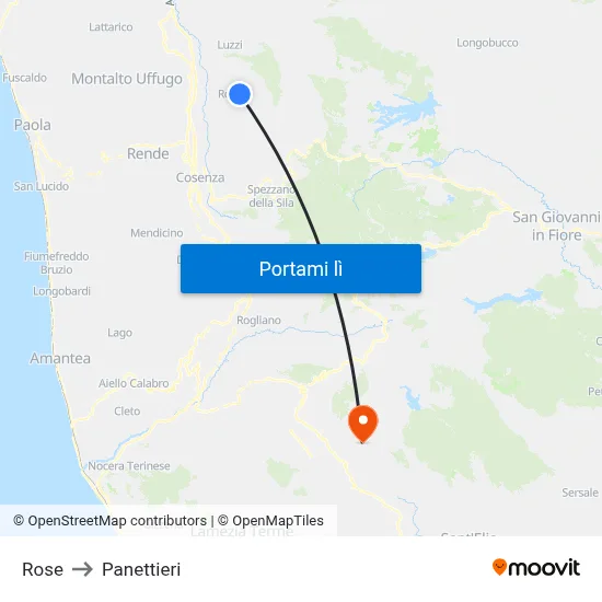 Rose to Panettieri map