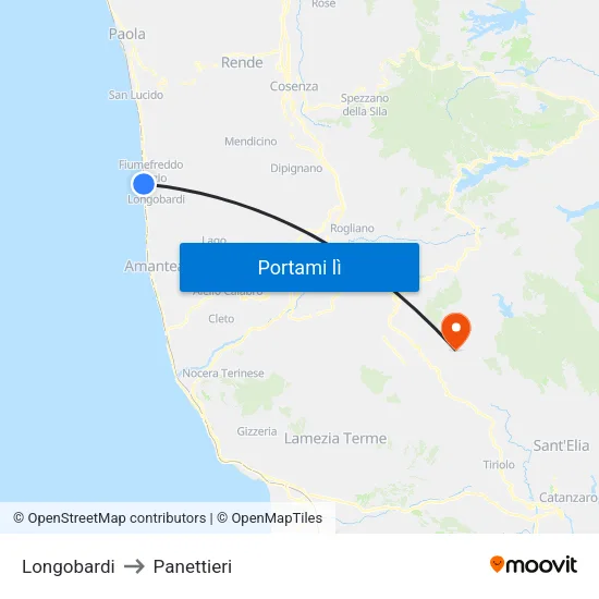 Longobardi to Panettieri map