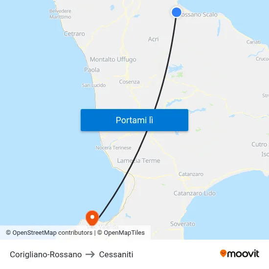 Corigliano-Rossano to Cessaniti map