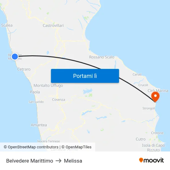 Belvedere Marittimo to Melissa map