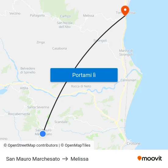 San Mauro Marchesato to Melissa map