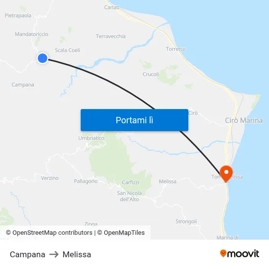 Campana to Melissa map