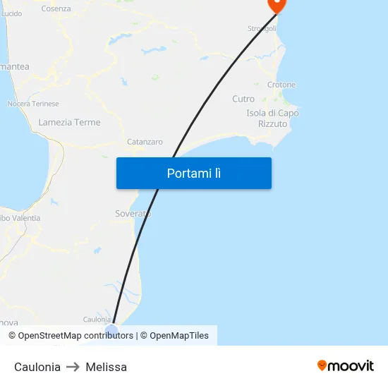 Caulonia to Melissa map