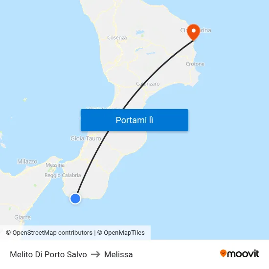 Melito Di Porto Salvo to Melissa map