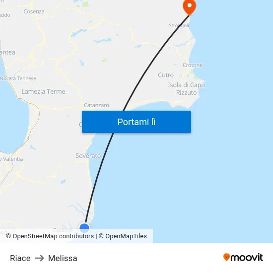 Riace to Melissa map