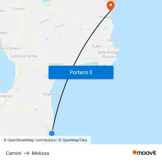 Camini to Melissa map