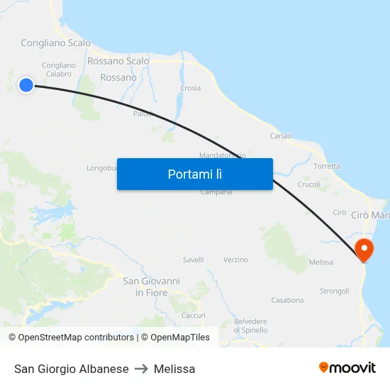 San Giorgio Albanese to Melissa map
