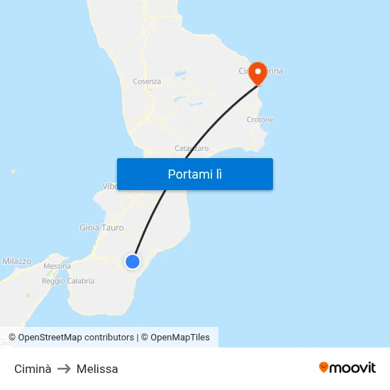 Ciminà to Melissa map