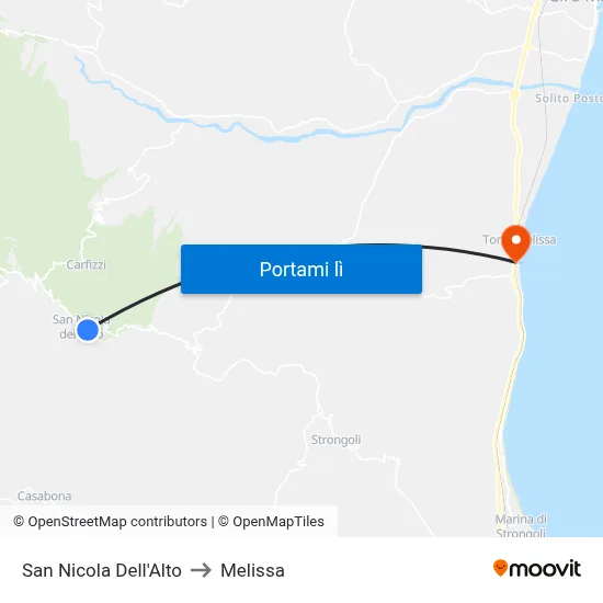 San Nicola Dell'Alto to Melissa map
