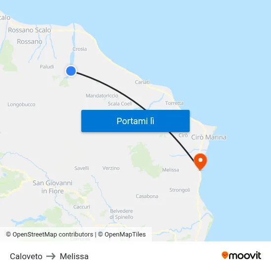 Caloveto to Melissa map