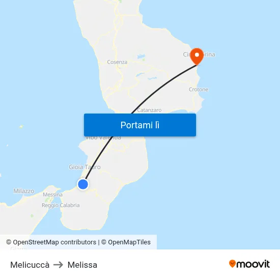 Melicuccà to Melissa map