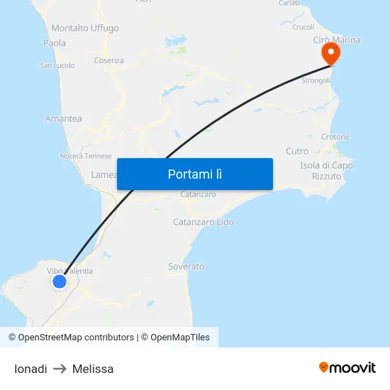 Ionadi to Melissa map