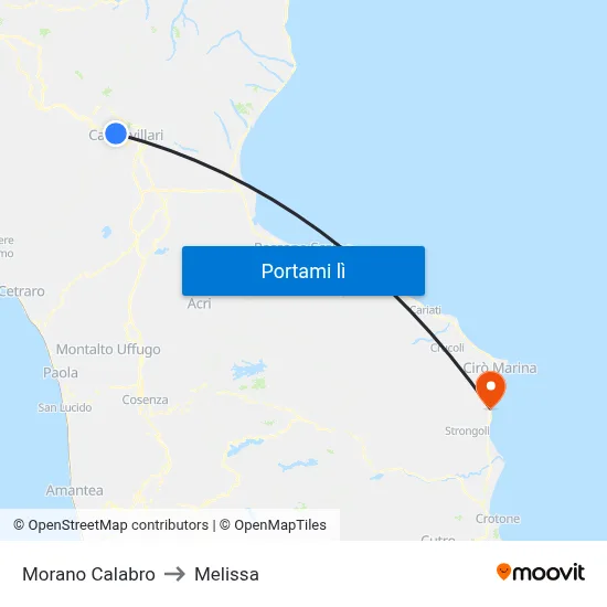 Morano Calabro to Melissa map