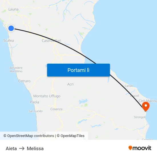 Aieta to Melissa map