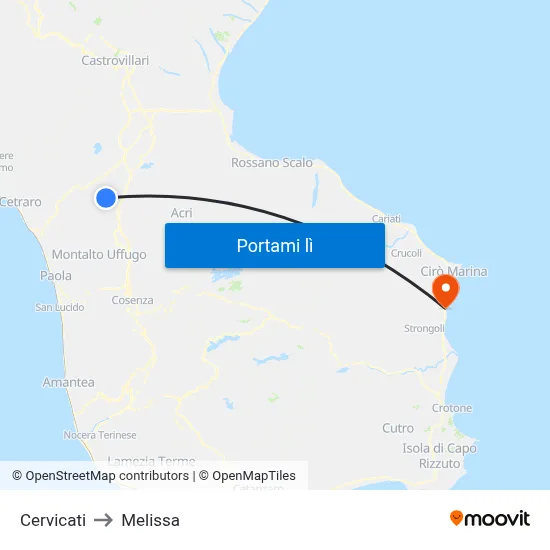 Cervicati to Melissa map