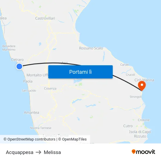 Acquappesa to Melissa map