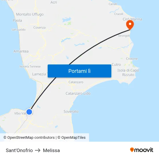 Sant'Onofrio to Melissa map