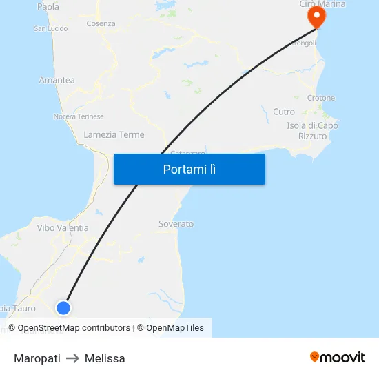 Maropati to Melissa map
