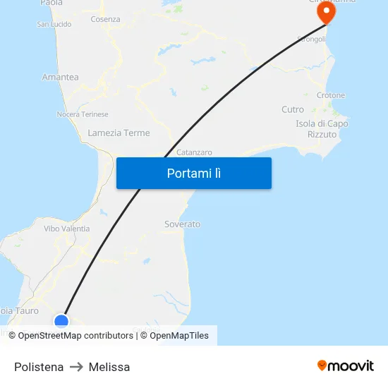 Polistena to Melissa map