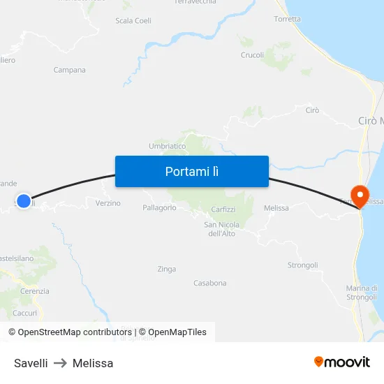 Savelli to Melissa map