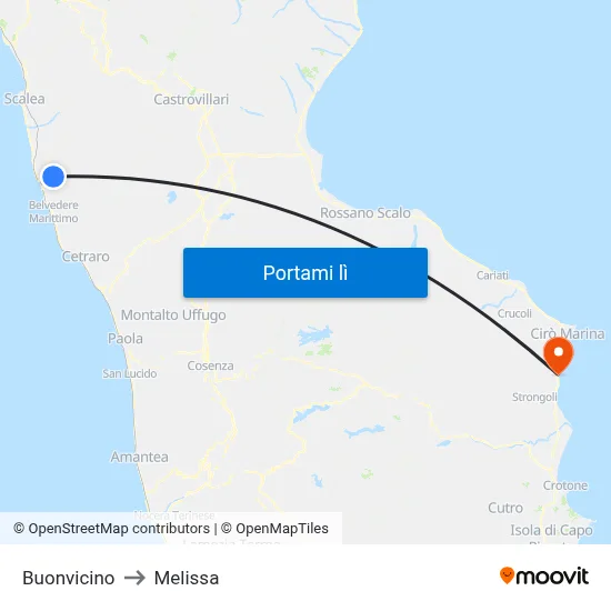 Buonvicino to Melissa map