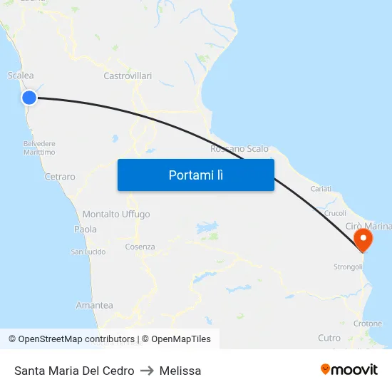 Santa Maria Del Cedro to Melissa map