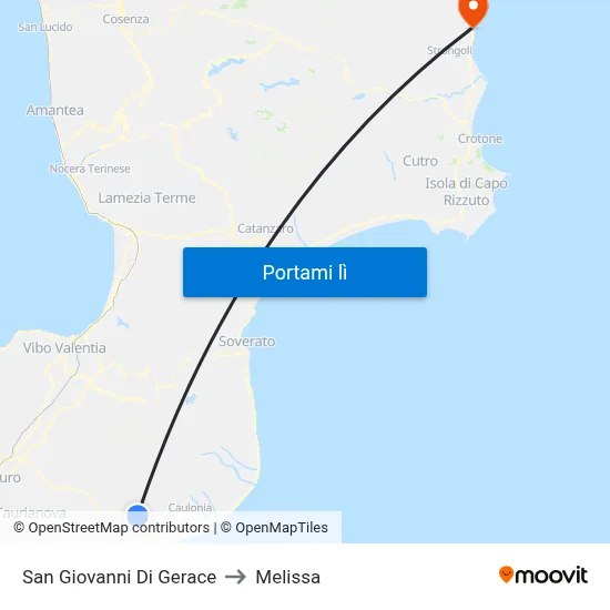 San Giovanni Di Gerace to Melissa map