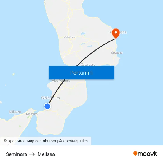 Seminara to Melissa map