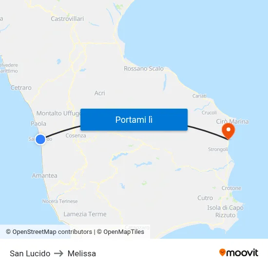 San Lucido to Melissa map