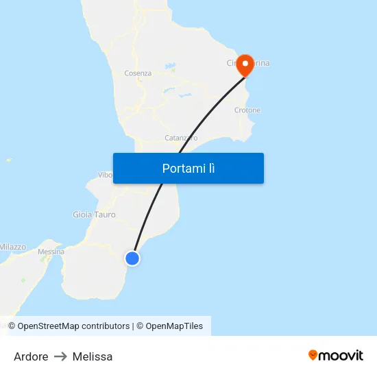 Ardore to Melissa map