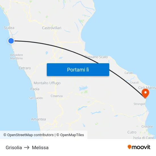Grisolia to Melissa map