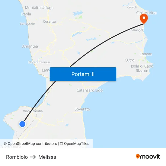 Rombiolo to Melissa map