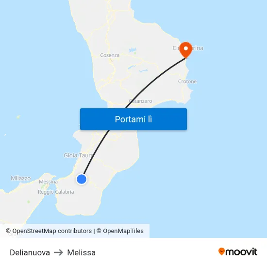 Delianuova to Melissa map