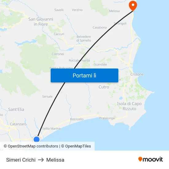 Simeri Crichi to Melissa map