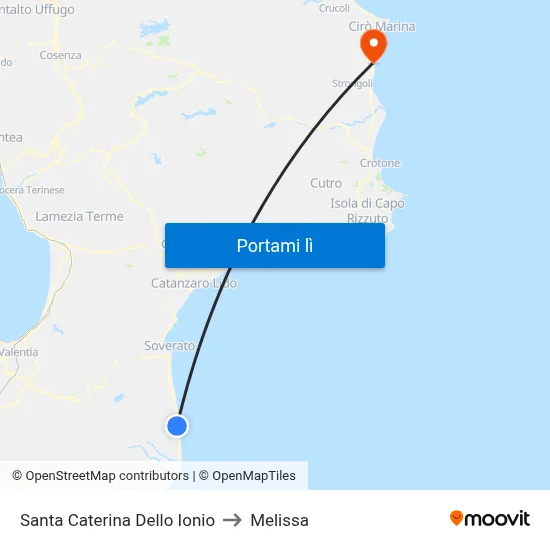 Santa Caterina Dello Ionio to Melissa map