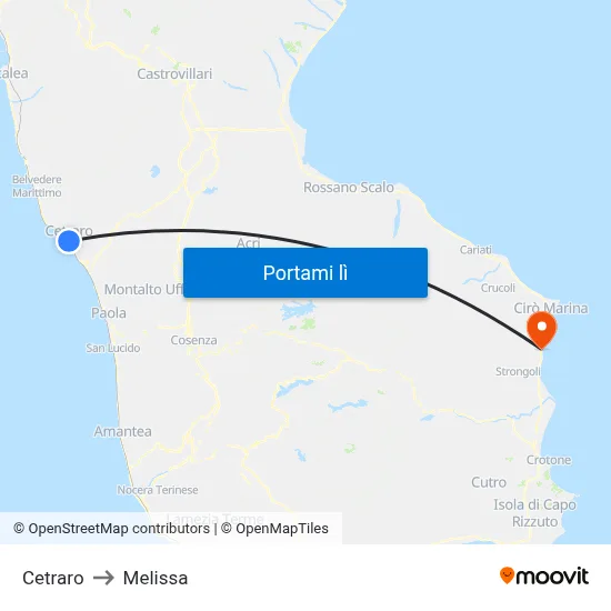 Cetraro to Melissa map